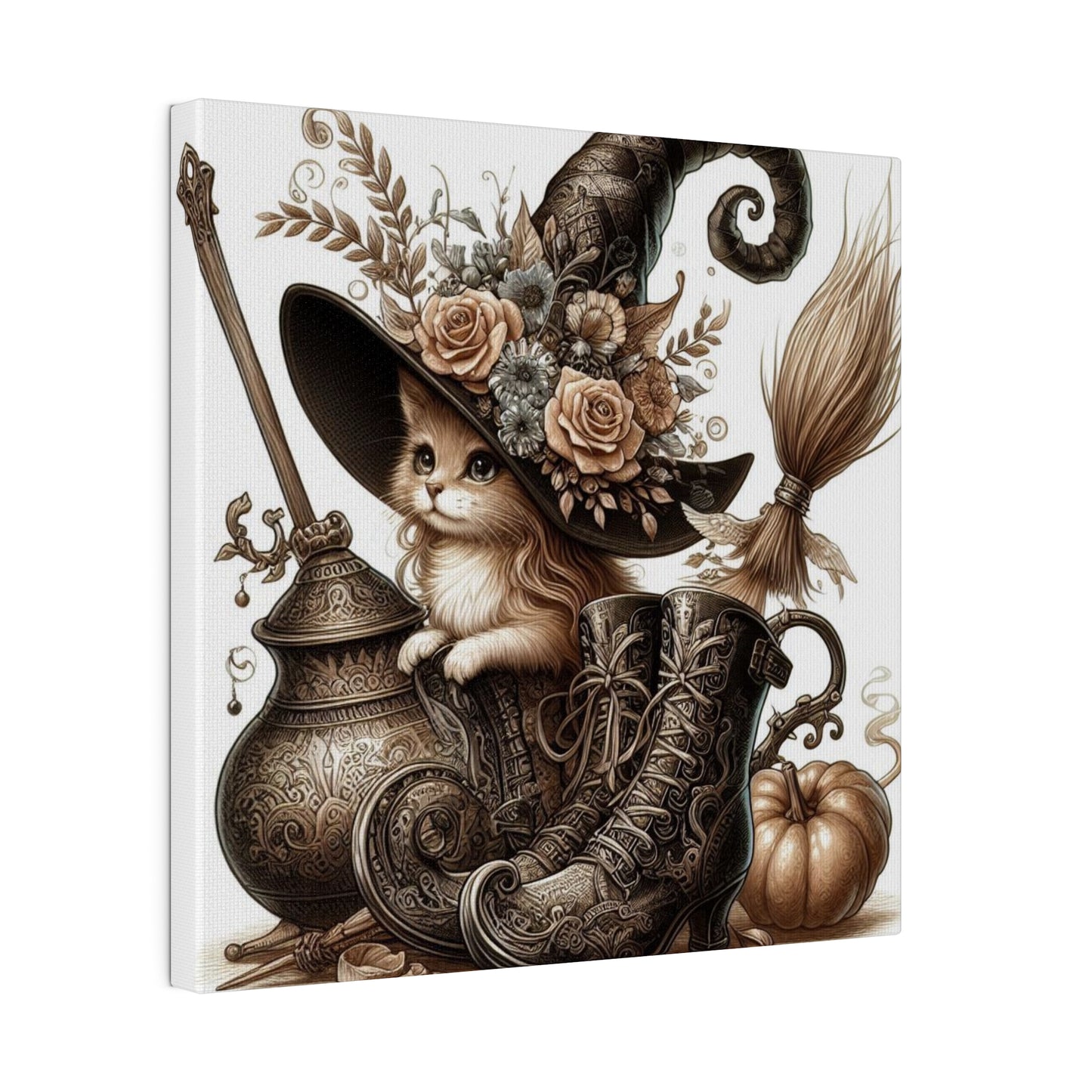 Canvas Print - Cat Witch Hat