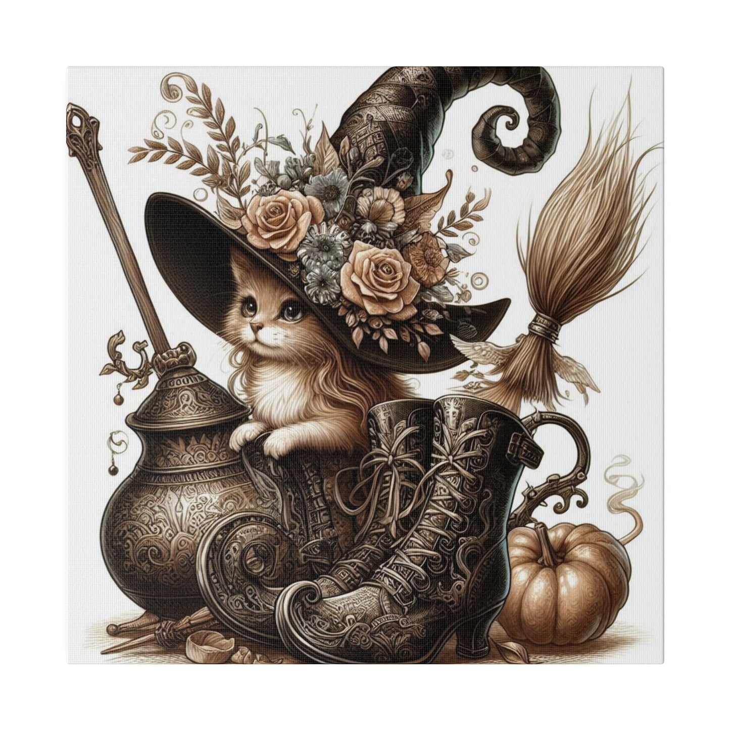 Canvas Print - Cat Witch Hat