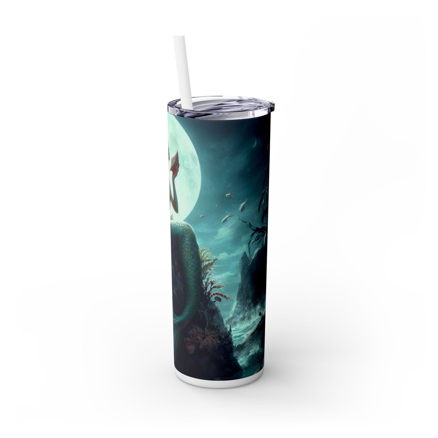 Mermaid Skinny Tumbler with Straw, 20oz