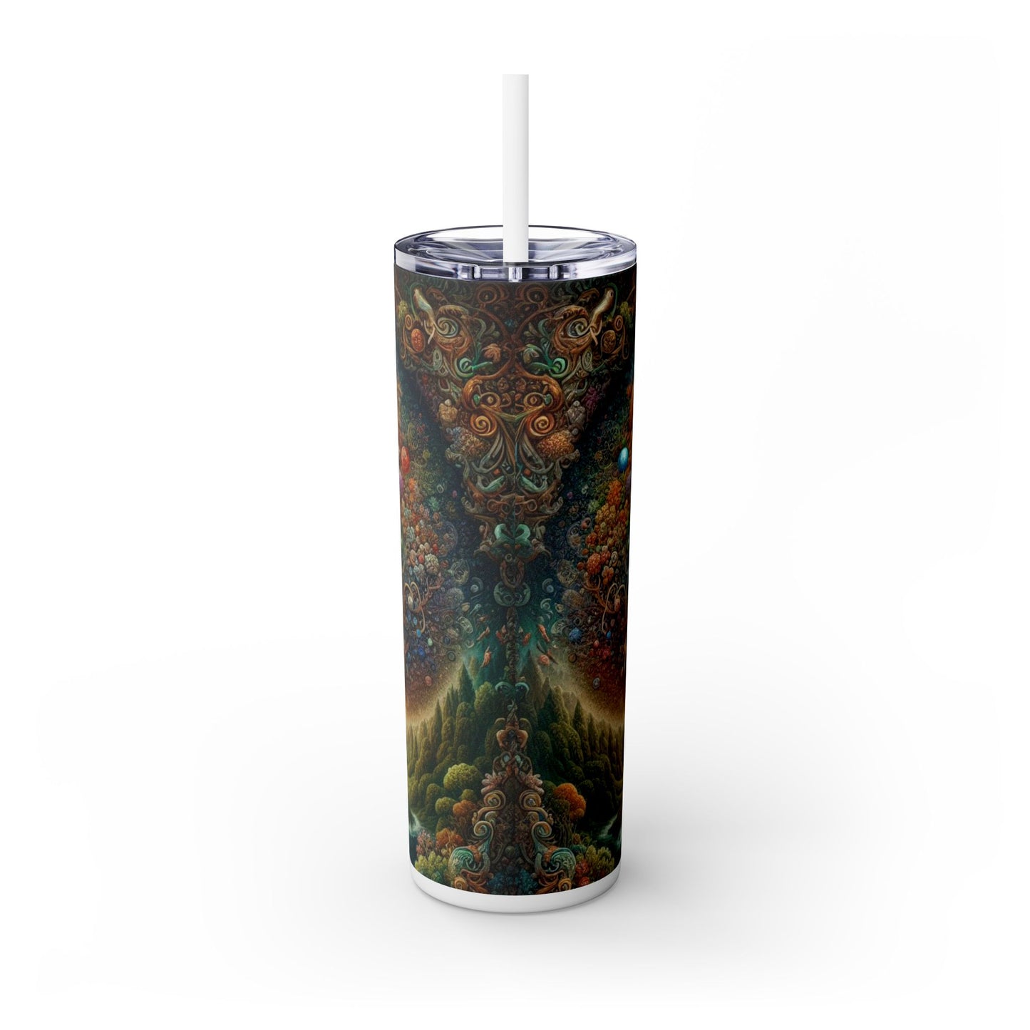 Tree of Life Skinny Tumbler with Straw, 20oz