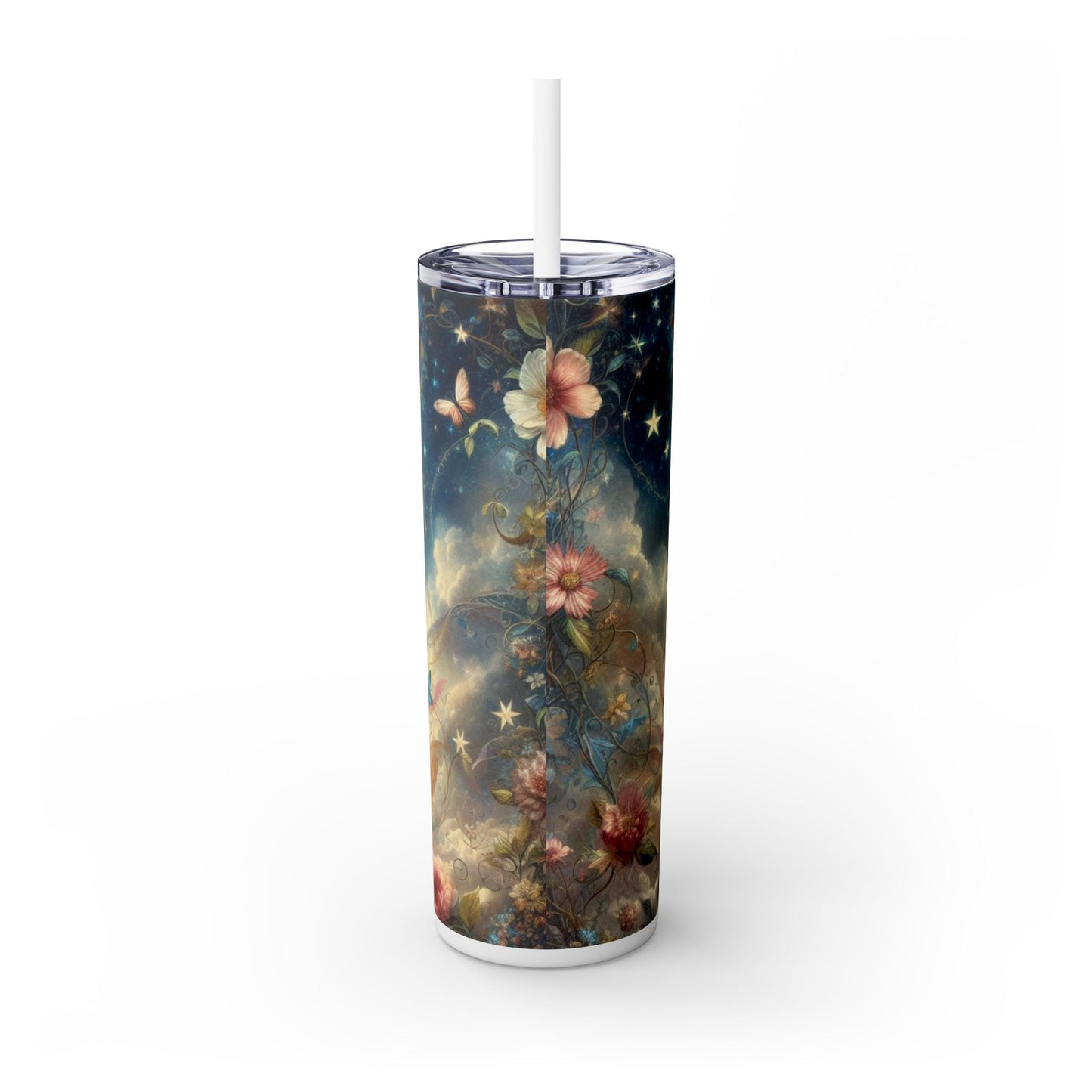 Fairy Butterfly Fantasy Skinny Tumbler with Straw, 20oz