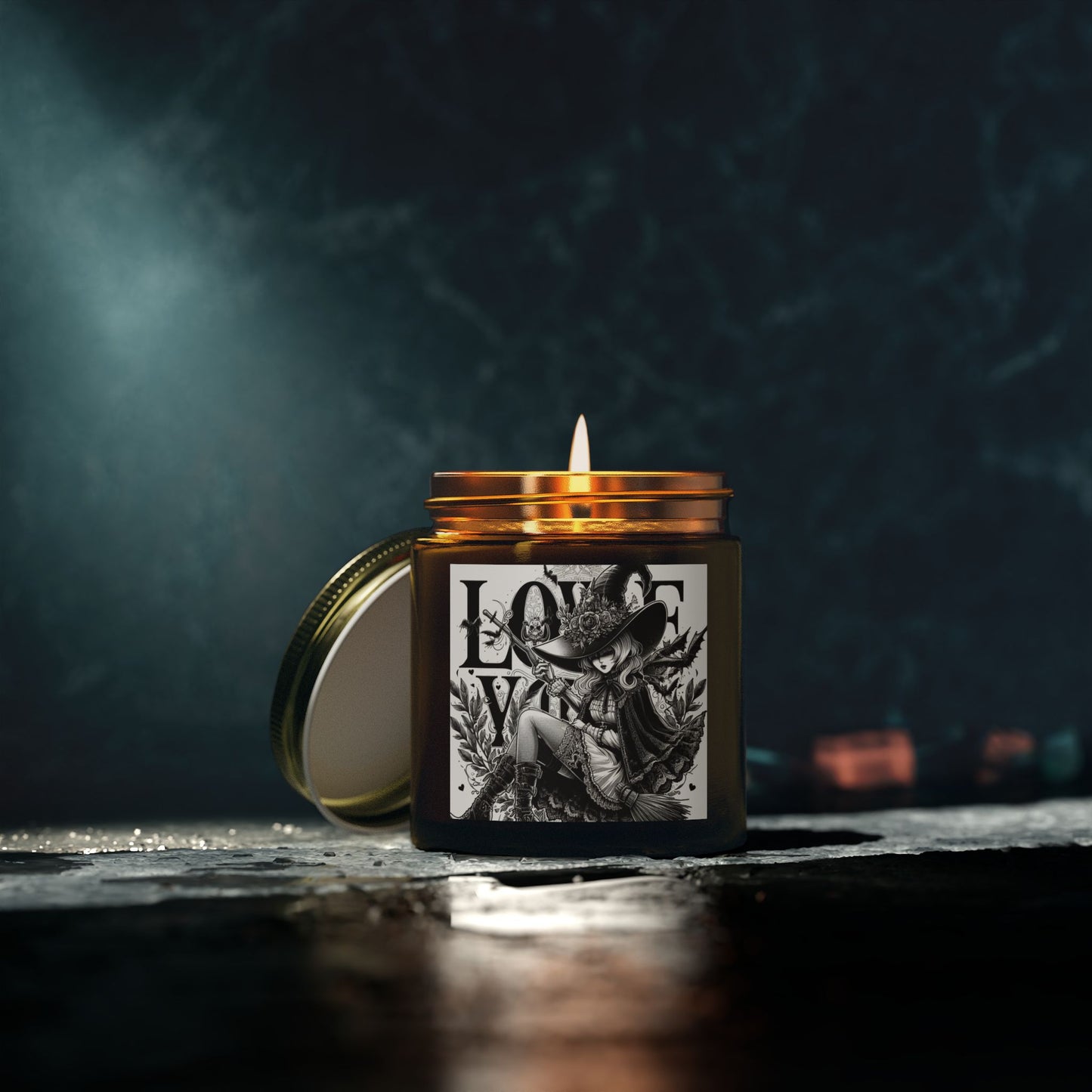 Love You Witch Candles, Coconut Apricot Wax (4oz, 9oz)