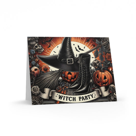 Witch Party Invitation Cards (8, 16, and 24 pcs) with Envelopes Included, Personalized Availability