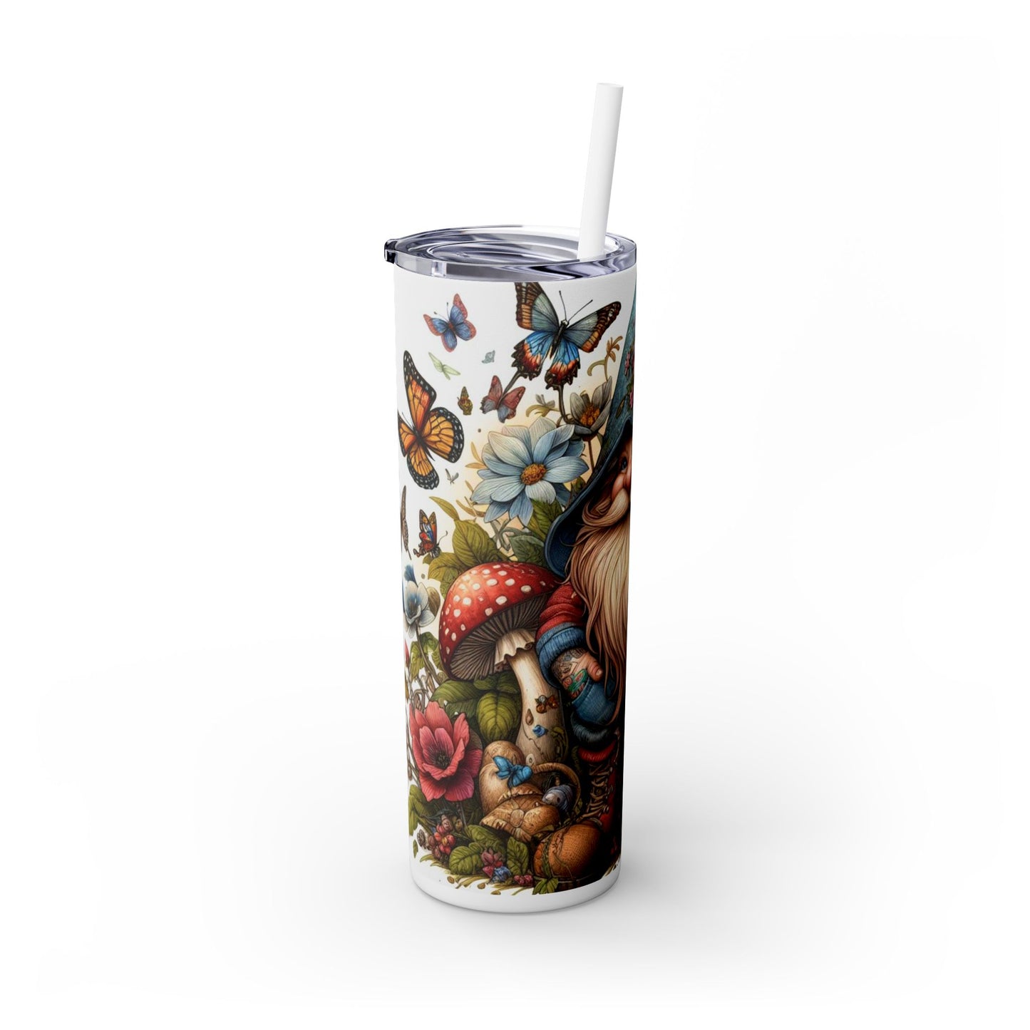 Gnome Skinny Tumbler with Straw, 20oz