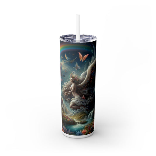 Angel and Unicorn Skinny Tumbler with Straw, 20oz