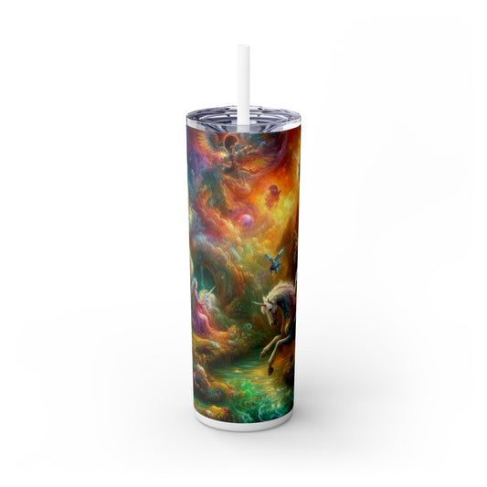 Unicorn Fantasy Skinny Tumbler with Straw, 20oz