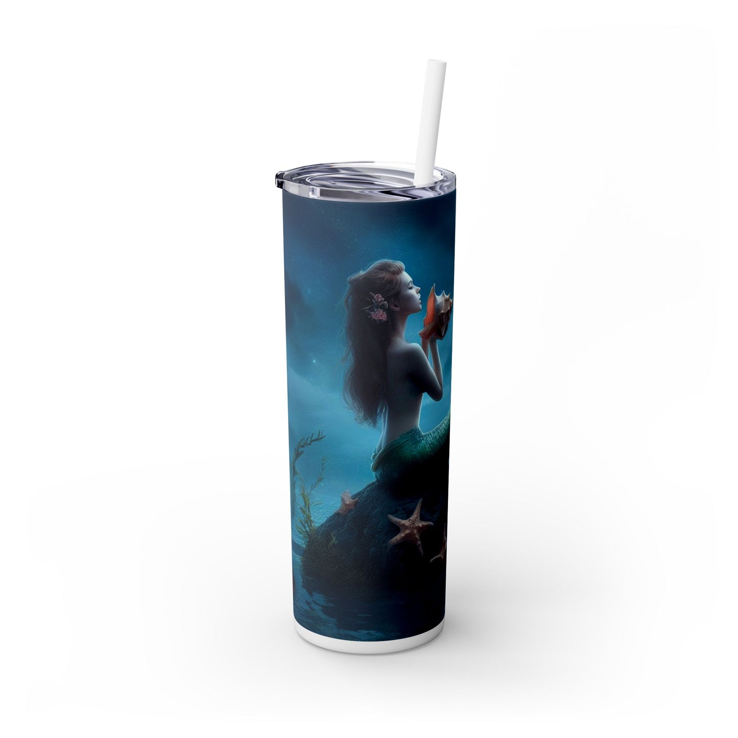 Mermaid Skinny Tumbler with Straw, 20oz