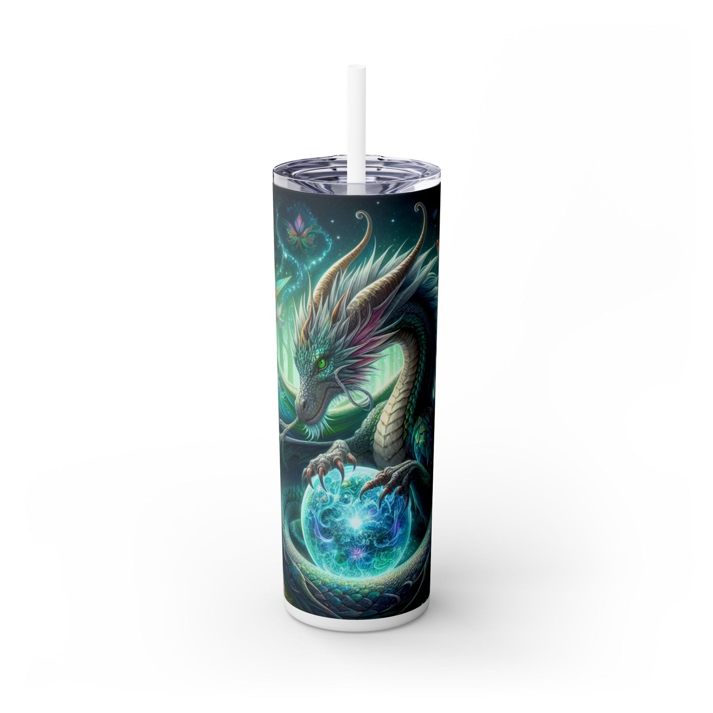 Dragon Skinny Tumbler with Straw, 20oz