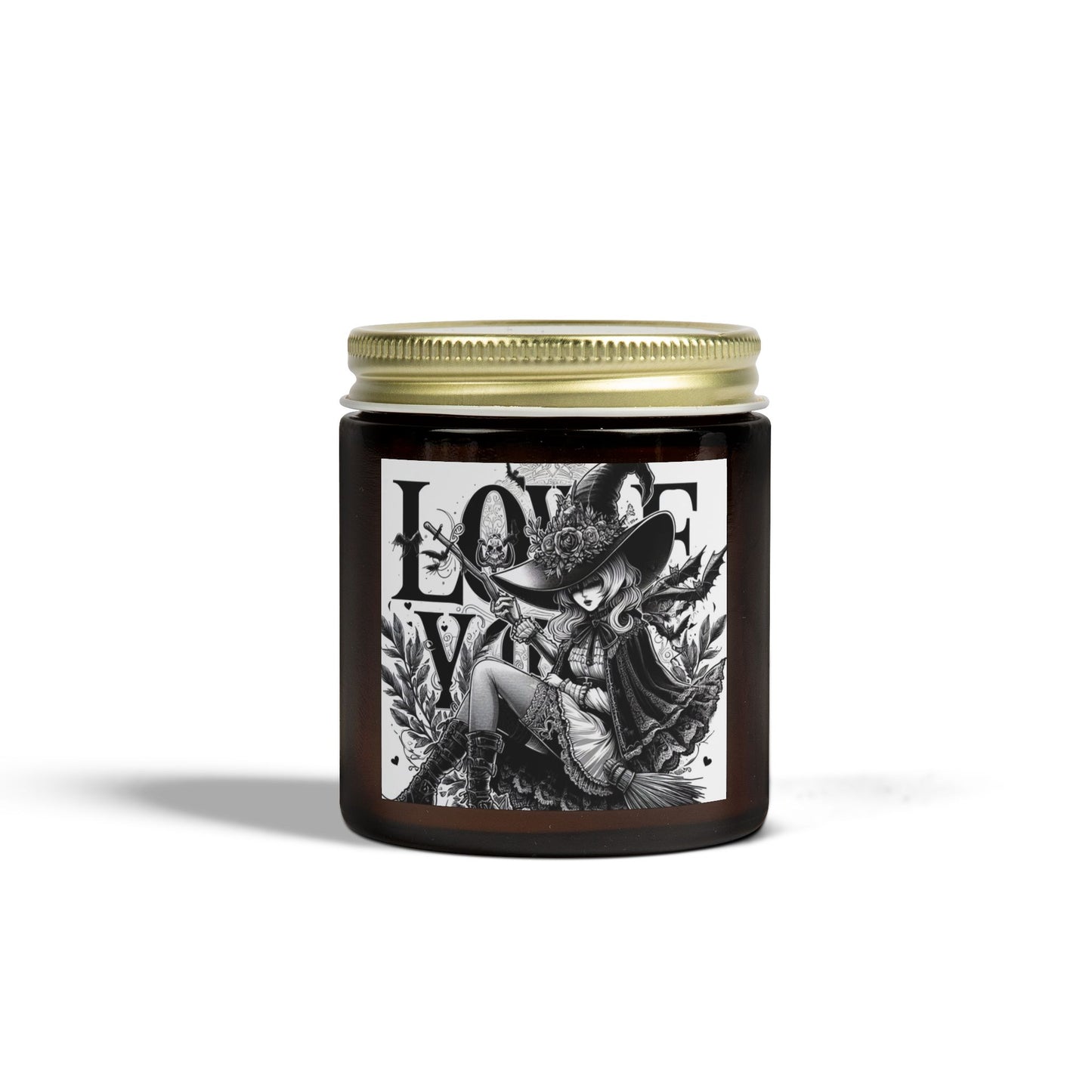 Love You Witch Candles, Coconut Apricot Wax (4oz, 9oz)