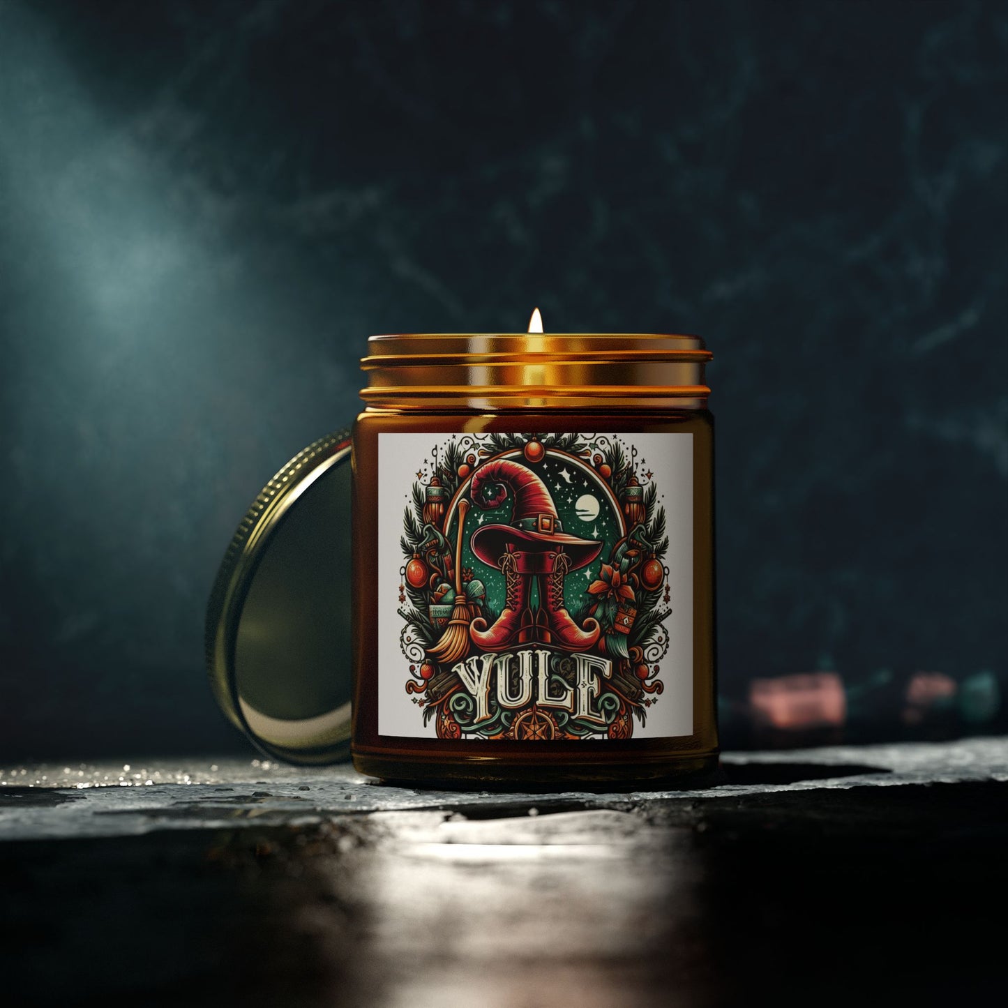 Yule Witch Hat and Boots Candles, Coconut Apricot Wax (4oz, 9oz)