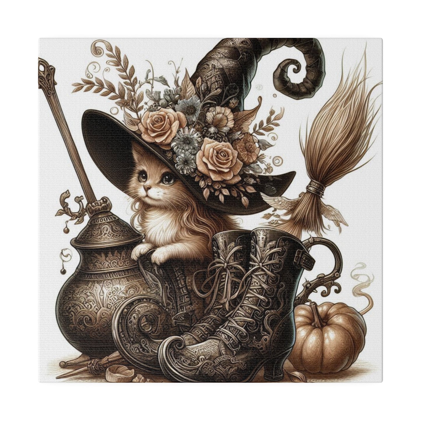 Canvas Print - Cat Witch Hat