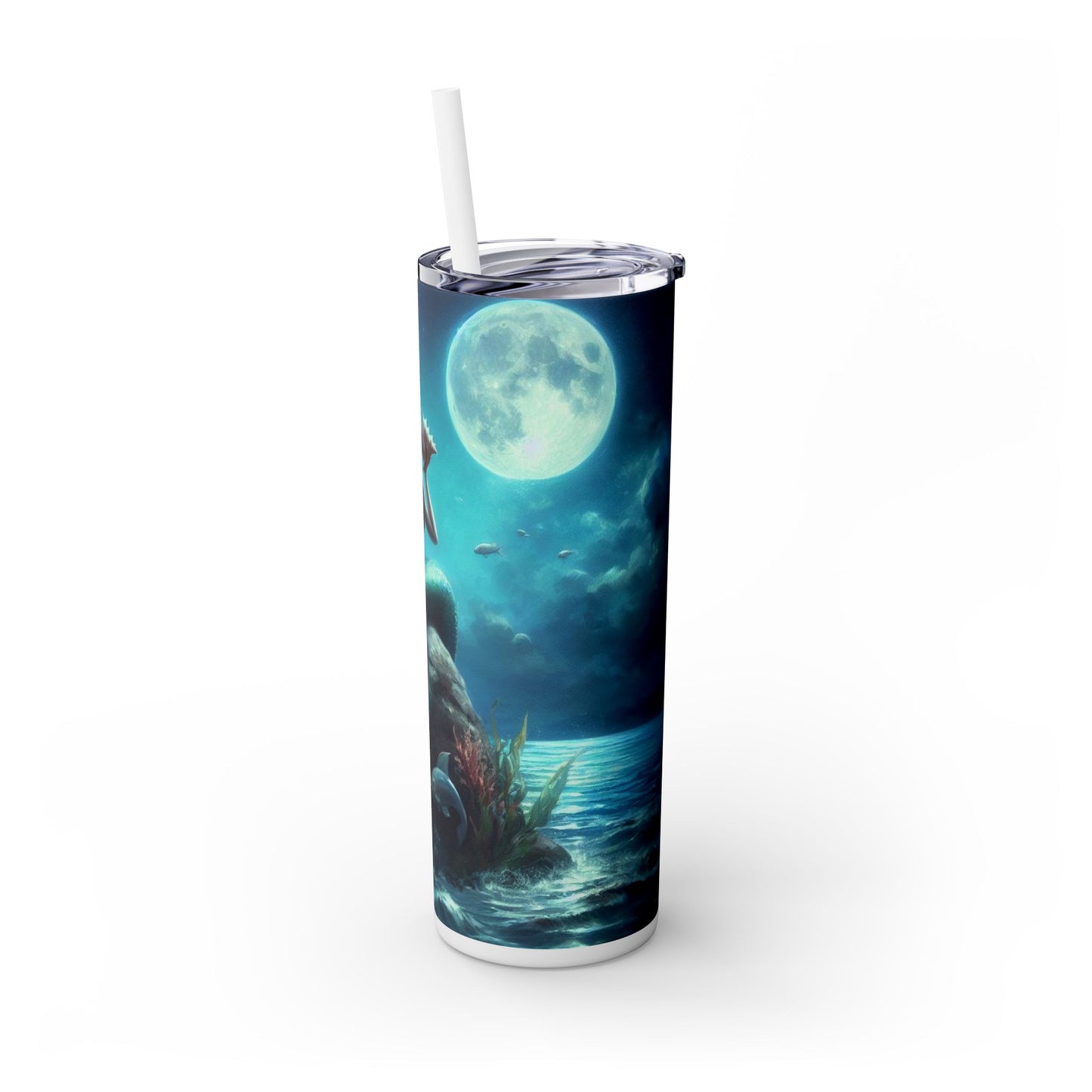 Mermaid Skinny Tumbler with Straw, 20oz