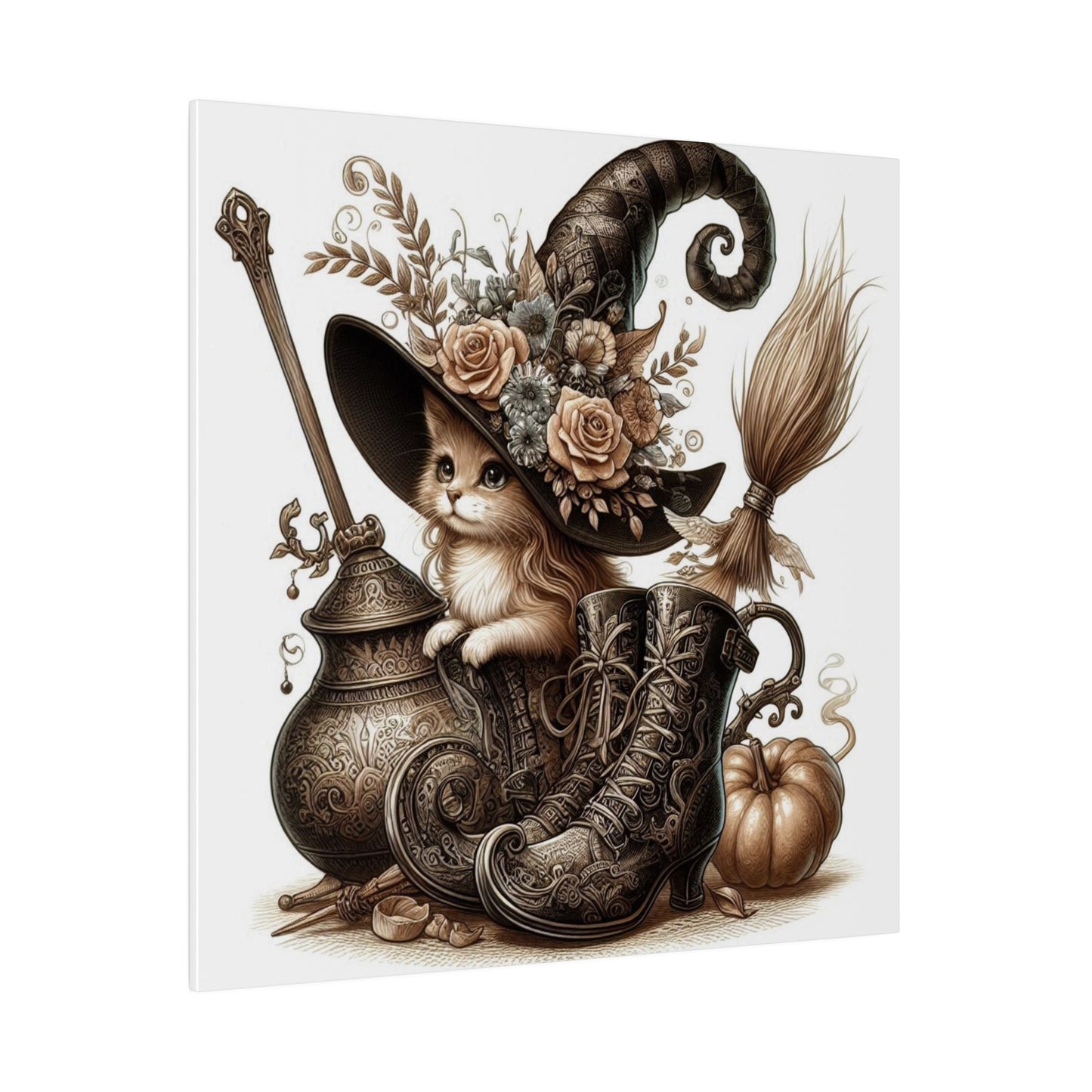 Canvas Print - Cat Witch Hat