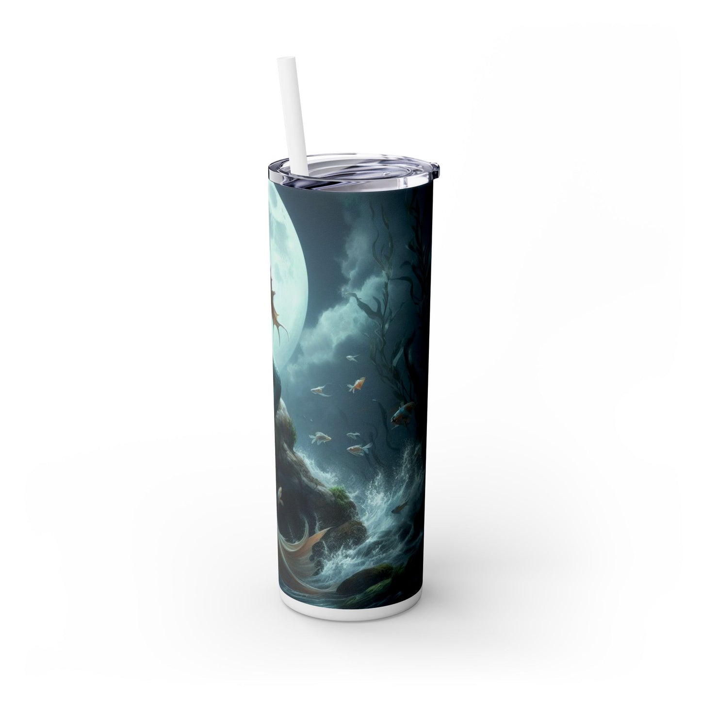 Mermaid Skinny Tumbler with Straw, 20oz