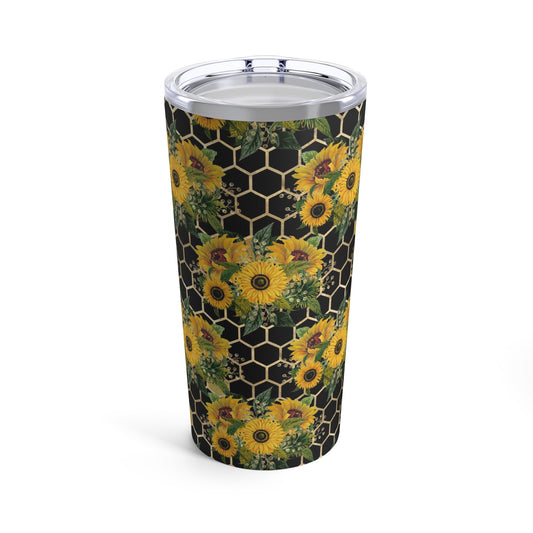 Sunflowers & Bee Honeycomb Tumbler 20oz