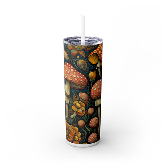 Amanita Muscaria Mushroom Skinny Tumbler with Straw, 20oz