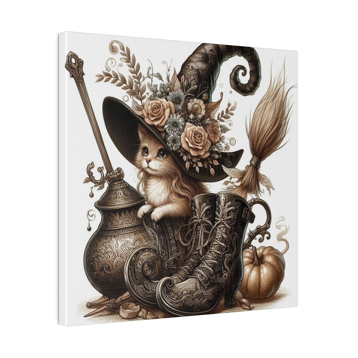 Canvas Print - Cat Witch Hat