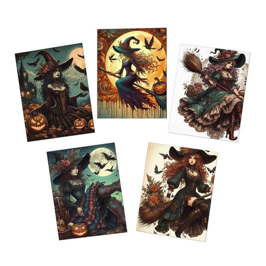 Greeting Card Set - Witch Design (5-Pack)