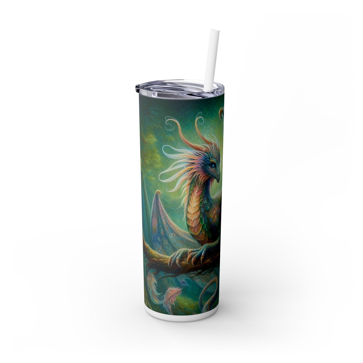 Dragon Skinny Tumbler with Straw, 20oz