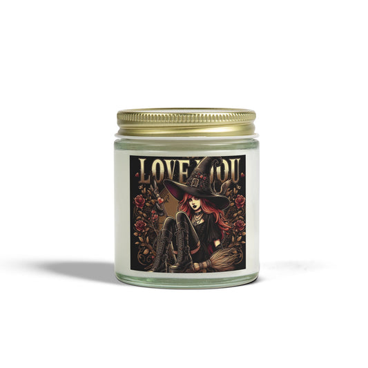 Love You Witch Candles, Coconut Apricot Wax (4oz, 9oz)