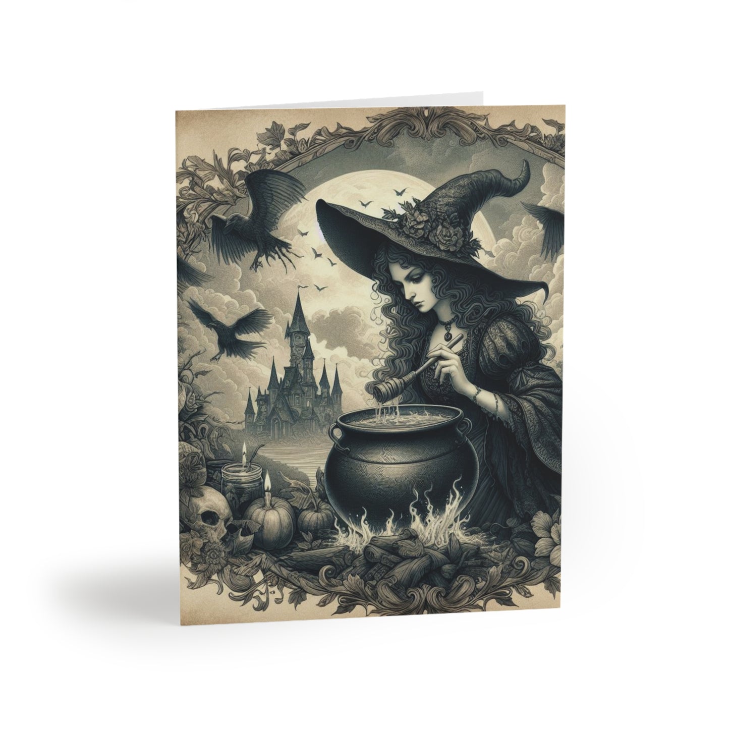 Witch Greeting Cards (8 pc, 16 pc, and 24 pc) Envelopes Included