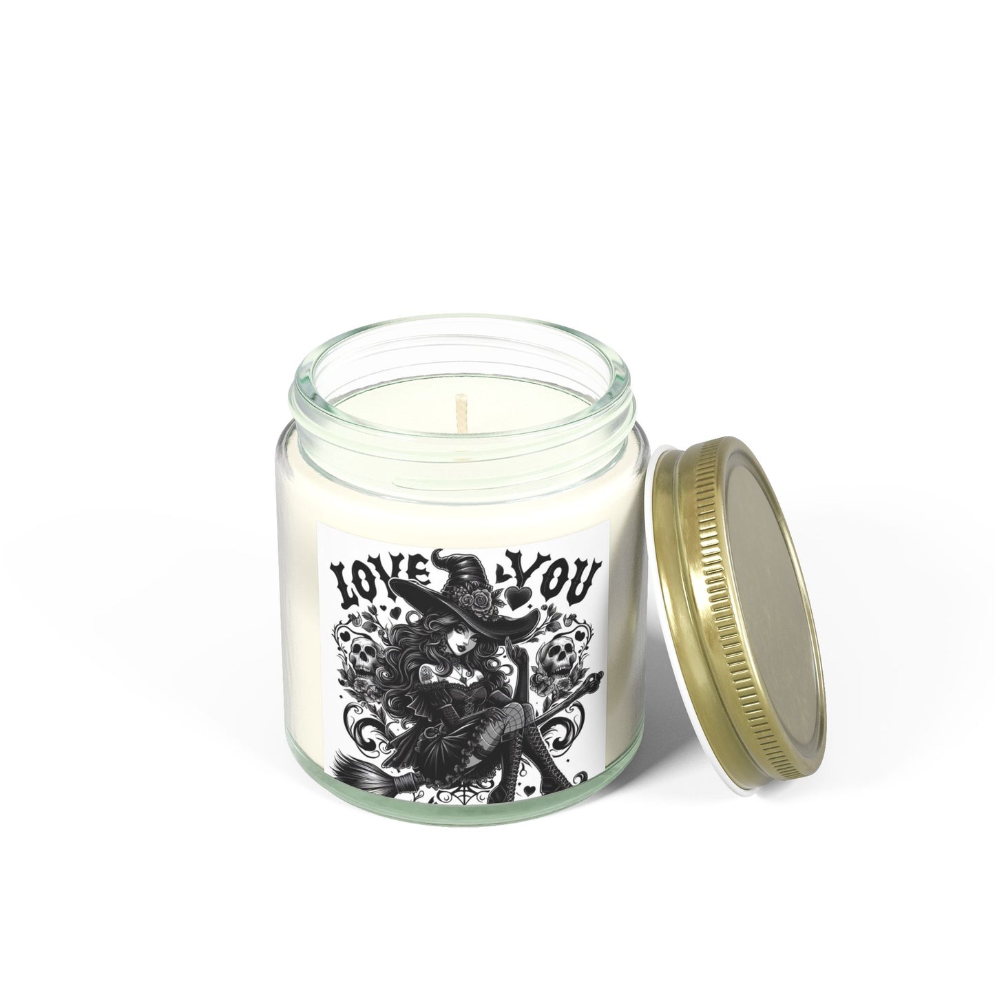 Love You Witch Candles, Coconut Apricot Wax (4oz, 9oz)