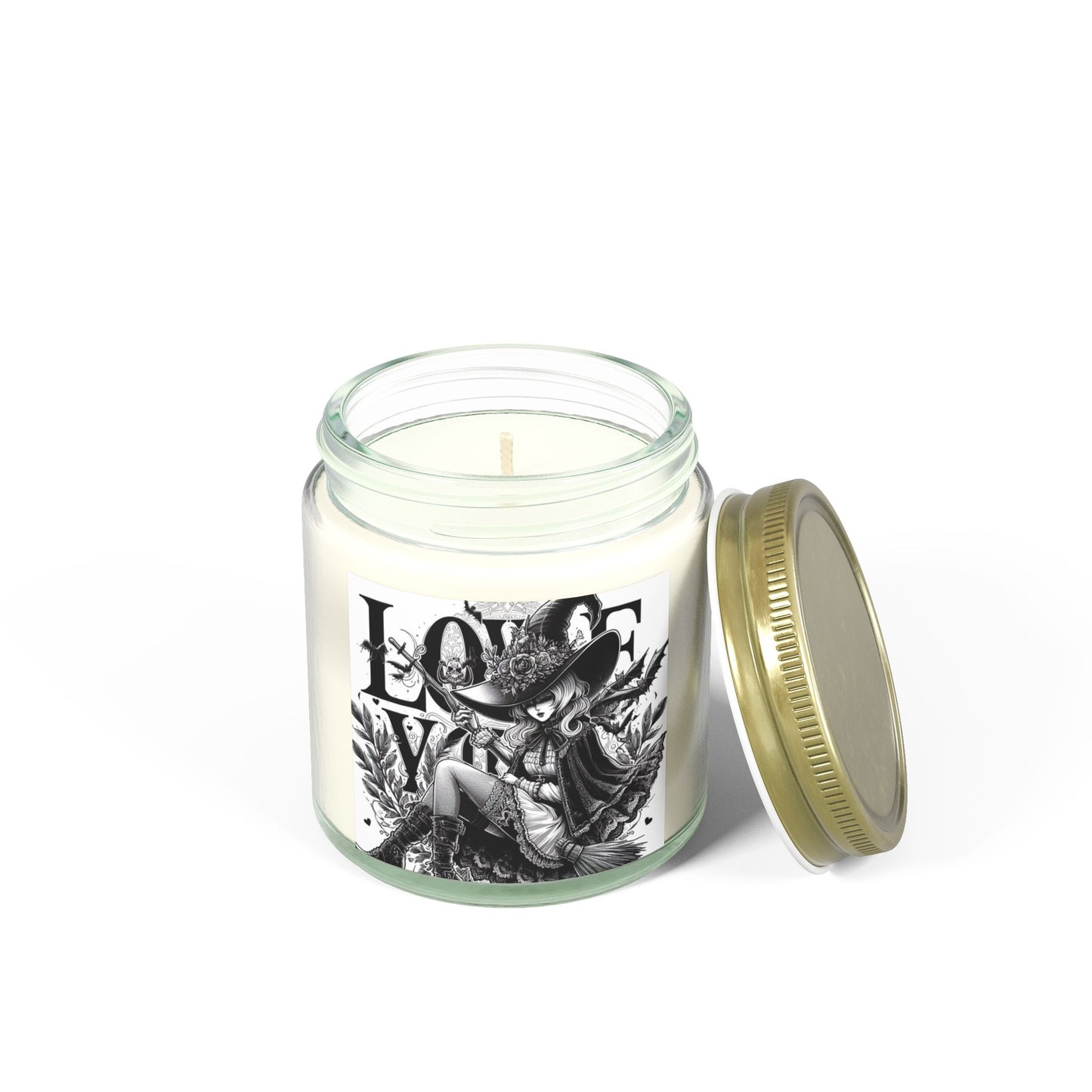 Love You Witch Candles, Coconut Apricot Wax (4oz, 9oz)