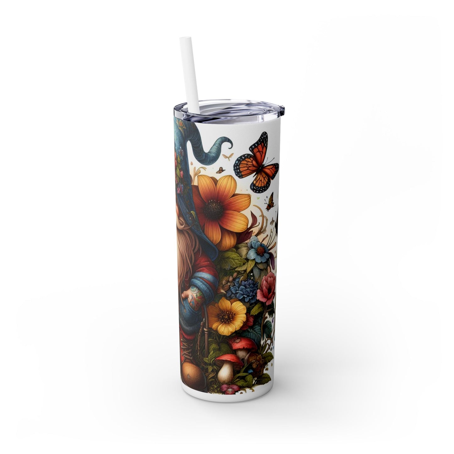 Gnome Skinny Tumbler with Straw, 20oz