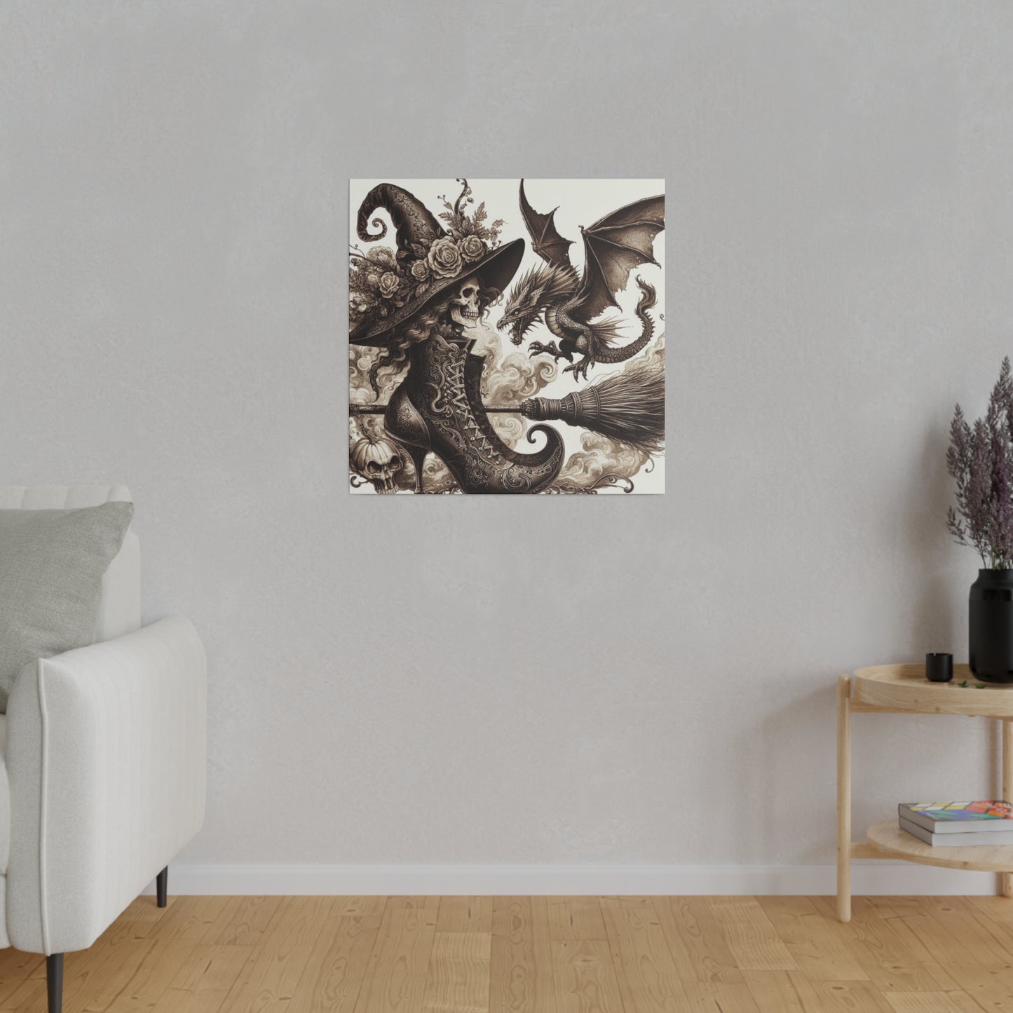 Witch Hat Skull Canvas Print