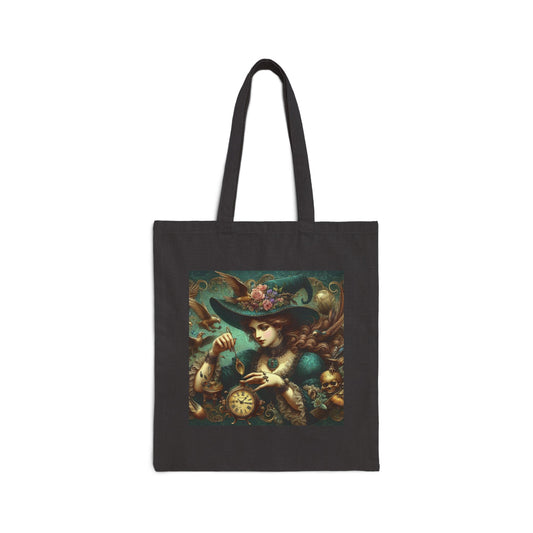 Witch Tote Bag - Cotton Canvas Halloween Carryall