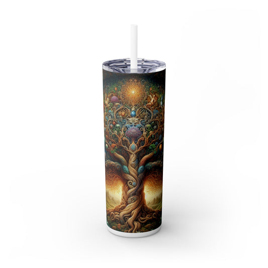 Tree of Life Skinny Tumbler with Straw, 20oz