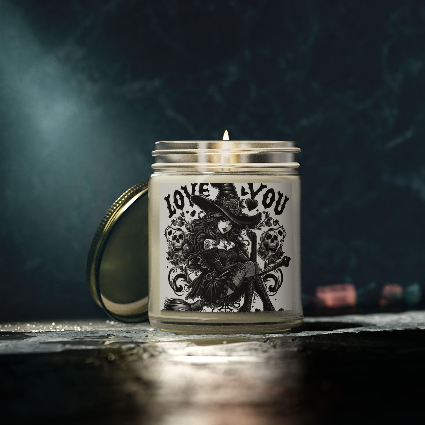 Love You Witch Candles, Coconut Apricot Wax (4oz, 9oz)