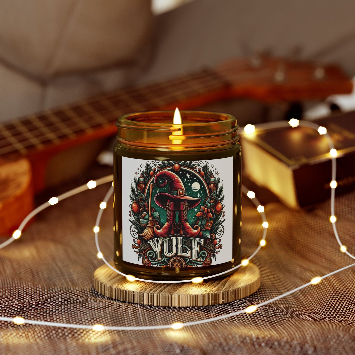 Yule Witch Hat and Boots Candles, Coconut Apricot Wax (4oz, 9oz)