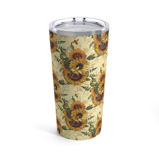 Sunflowers & Bee Honeycomb Tumbler 20oz