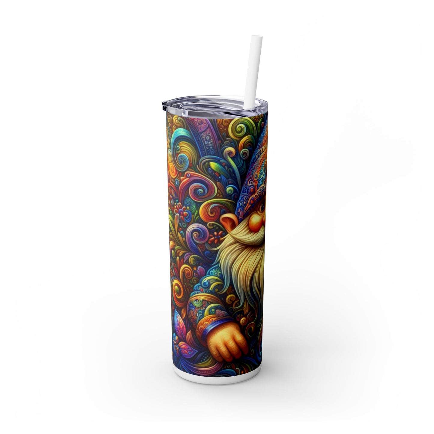 Gnome Skinny Tumbler with Straw, 20oz