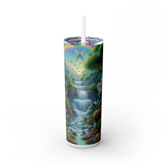 Unicorn Fantasy Skinny Tumbler with Straw, 20oz