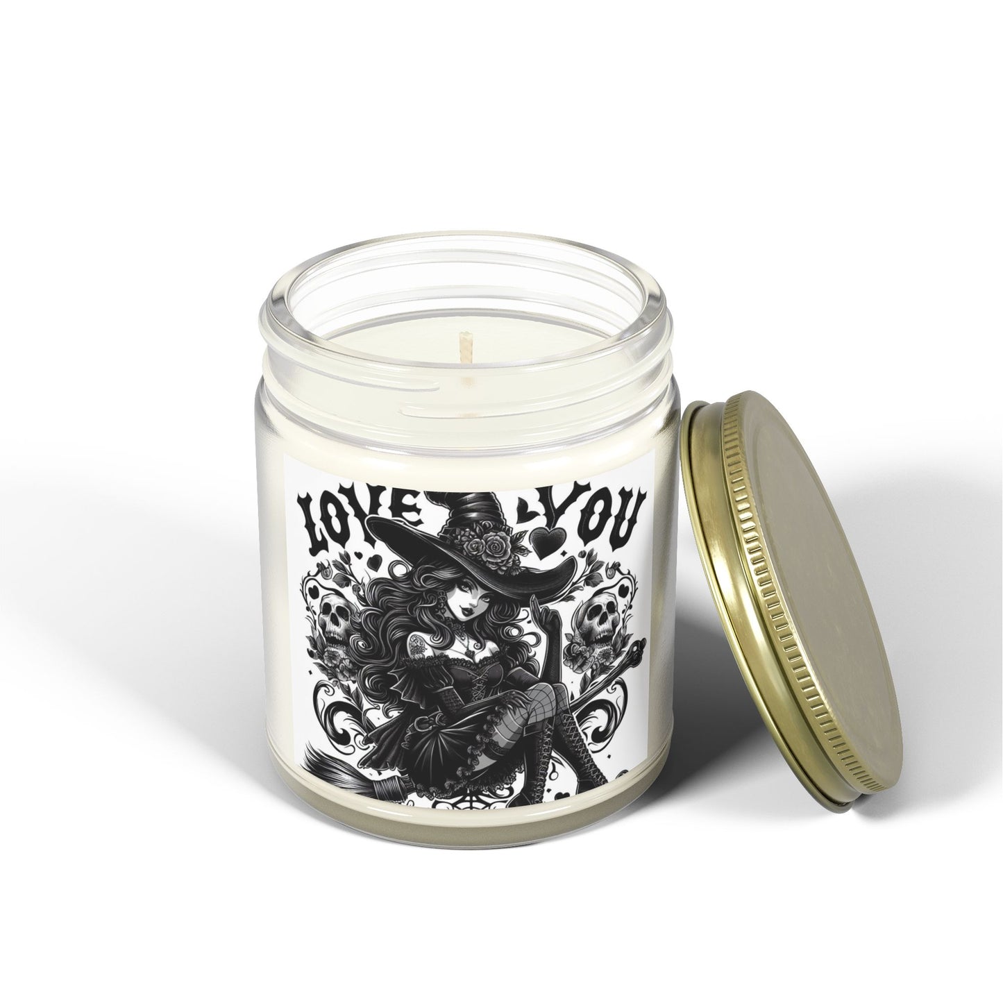 Love You Witch Candles, Coconut Apricot Wax (4oz, 9oz)