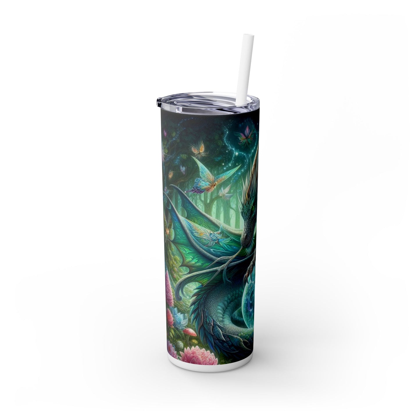 Dragon Skinny Tumbler with Straw, 20oz