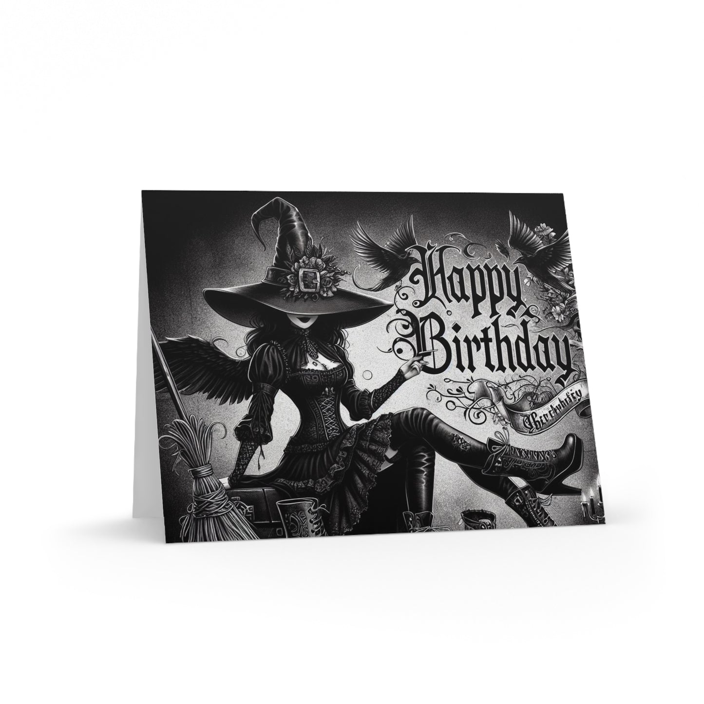 Greeting Card Set - Witch Happy Birthday Cards (8, 16, and 24 pcs) Inside Greeting!