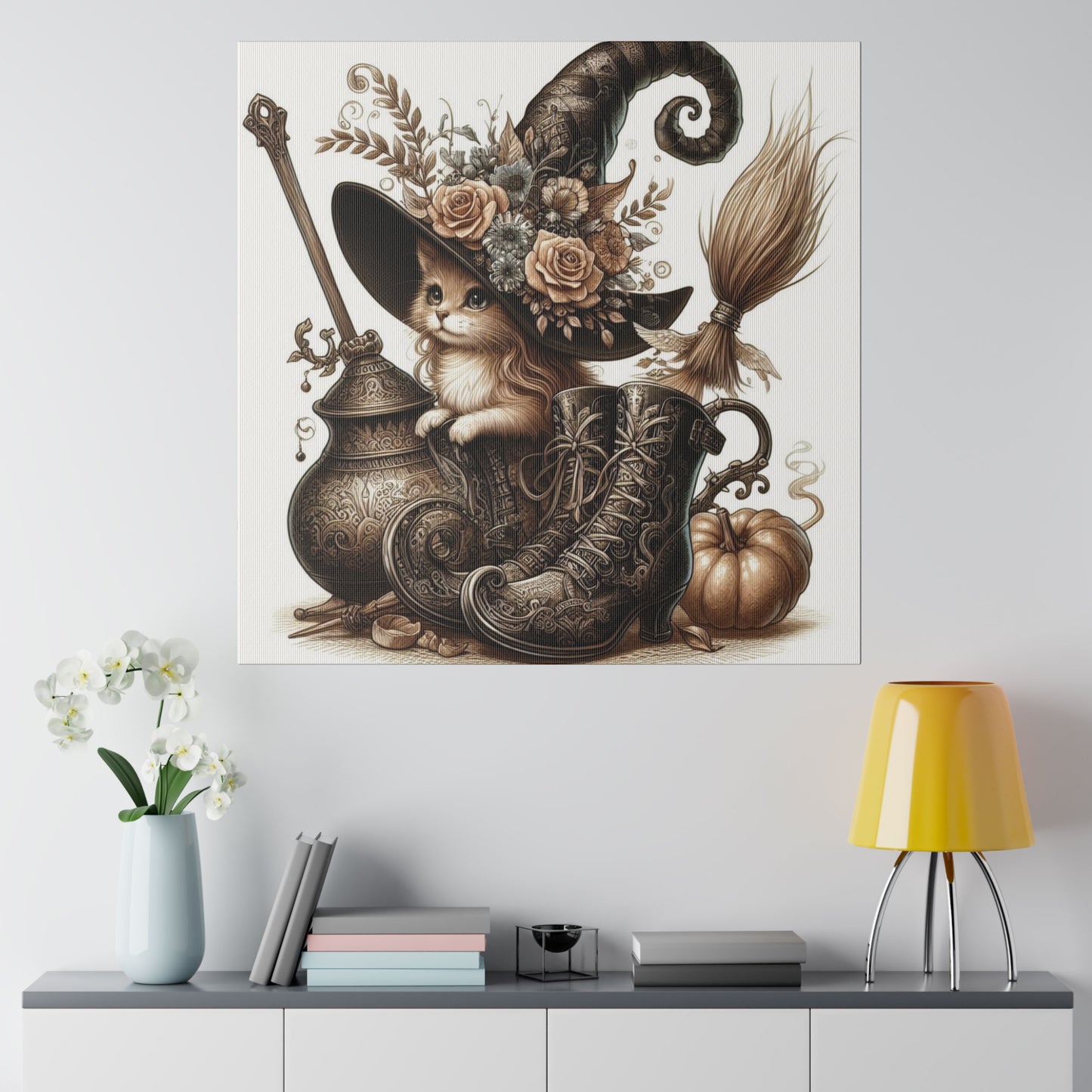 Canvas Print - Cat Witch Hat