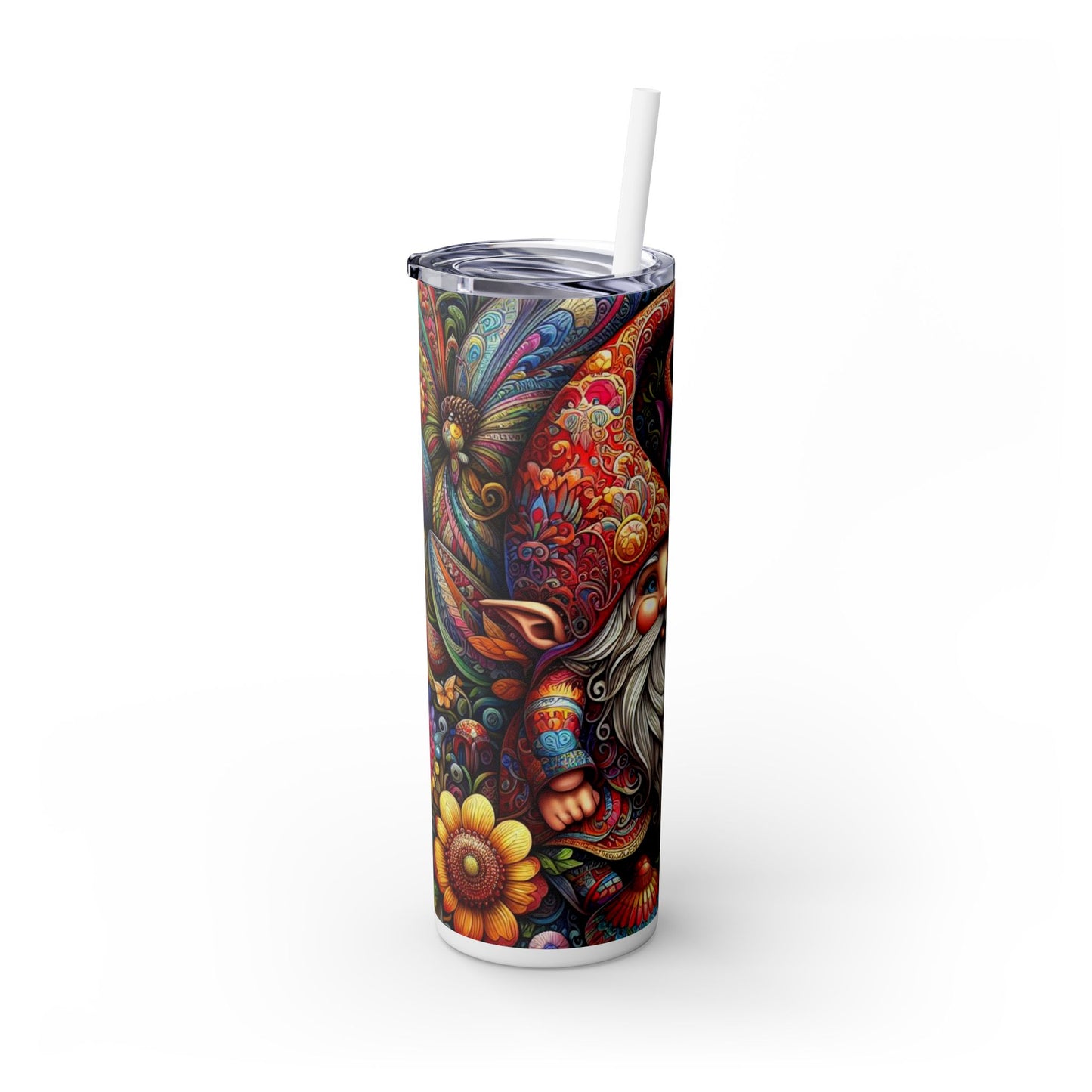 Gnome Skinny Tumbler with Straw, 20oz