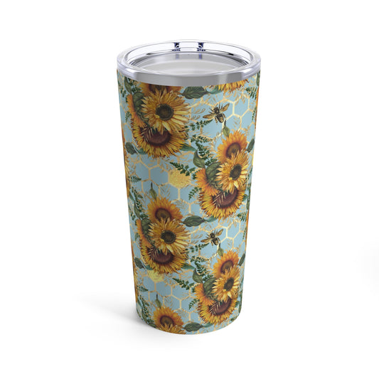 Sunflowers & Bee Honeycomb Tumbler 20oz