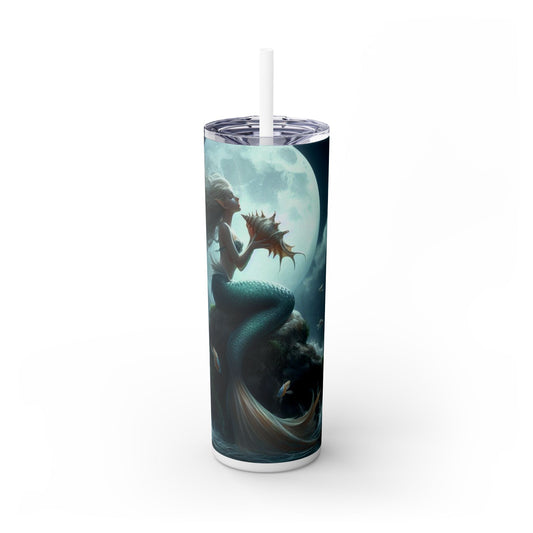 Mermaid Skinny Tumbler with Straw, 20oz