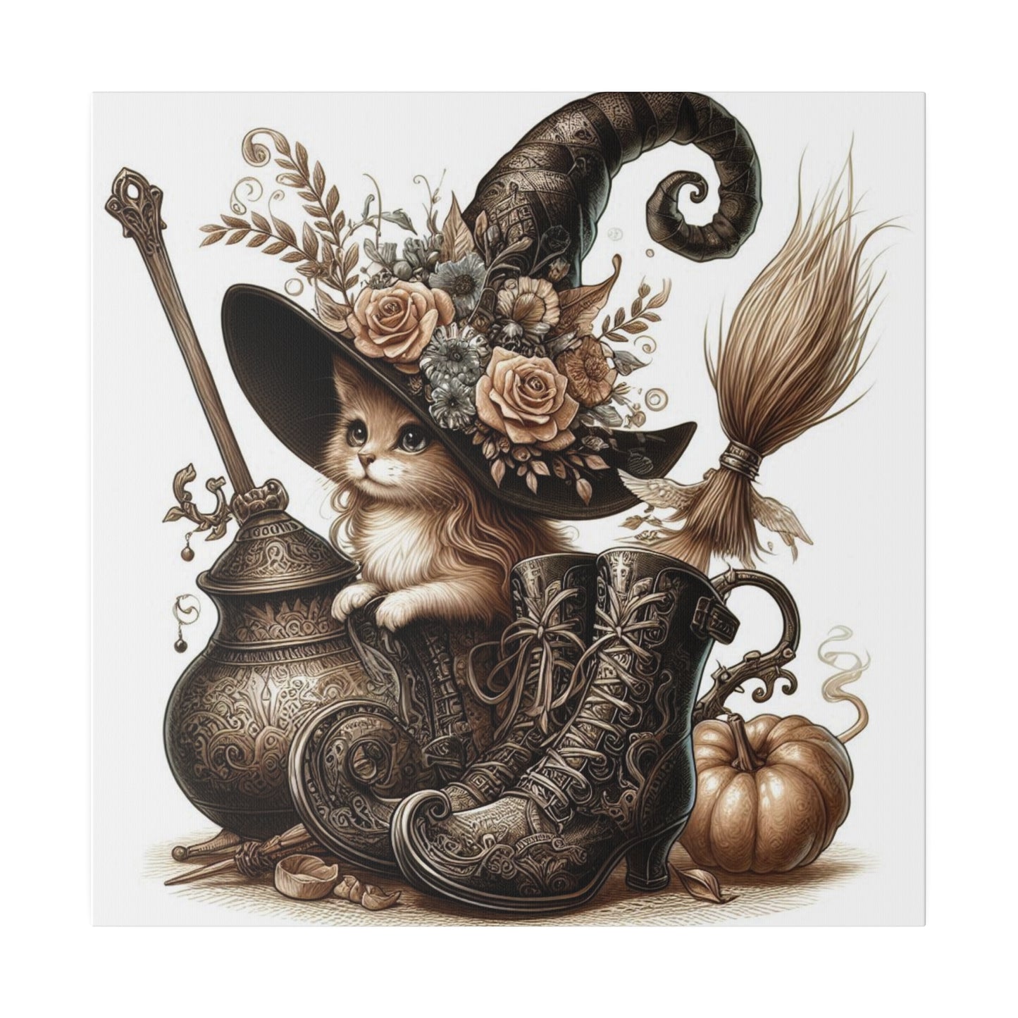 Canvas Print - Cat Witch Hat