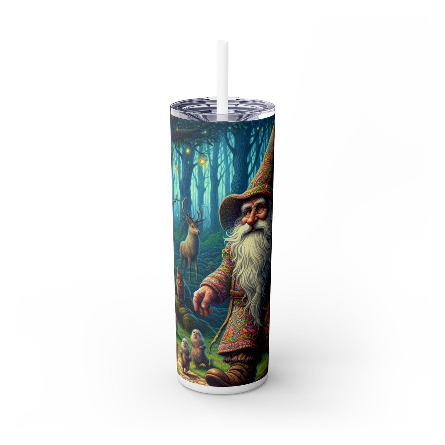 Gnome Skinny Tumbler with Straw, 20oz