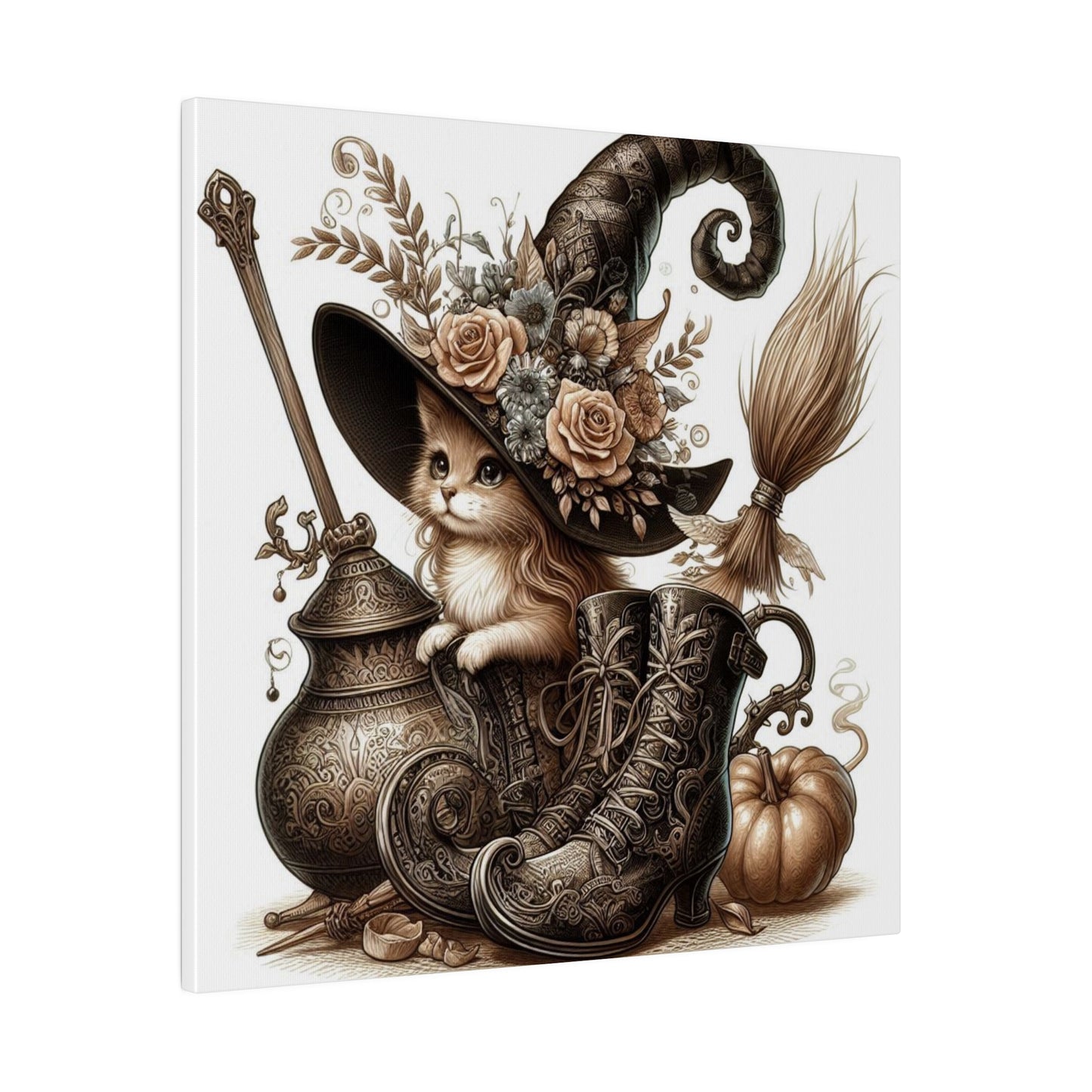 Canvas Print - Cat Witch Hat