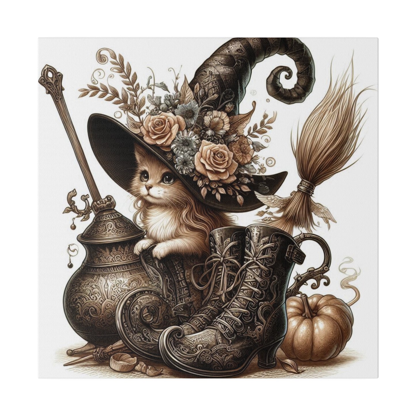 Canvas Print - Cat Witch Hat