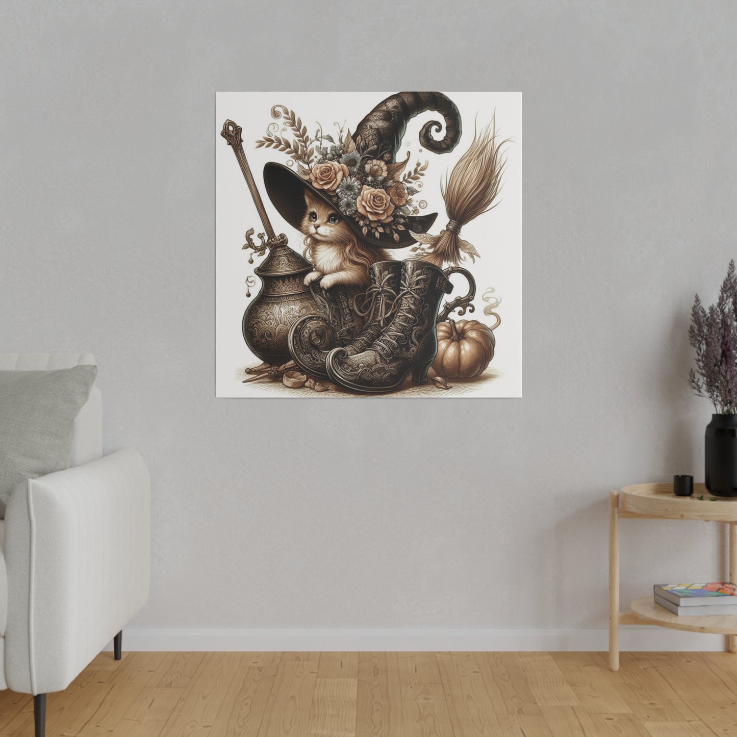 Canvas Print - Cat Witch Hat