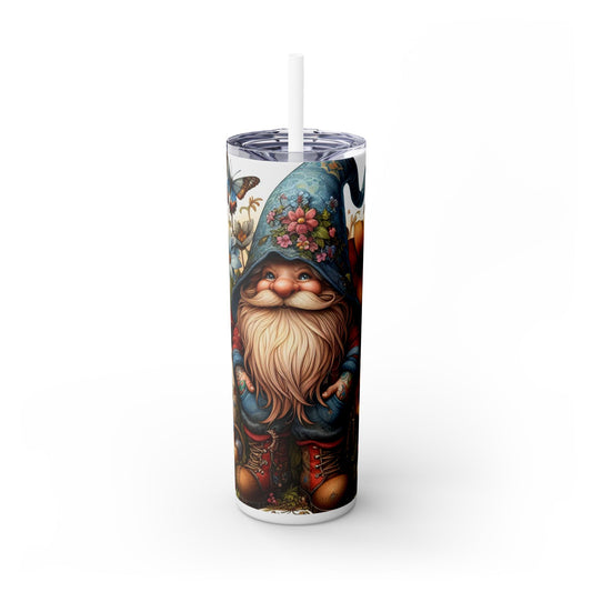 Gnome Skinny Tumbler with Straw, 20oz