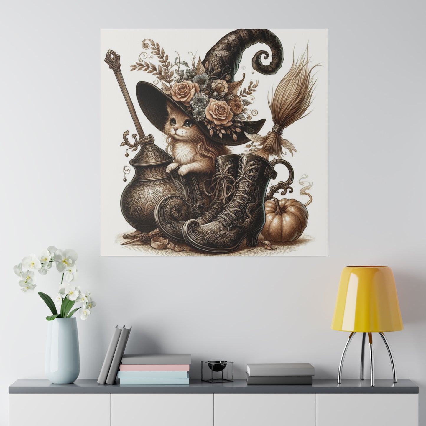 Canvas Print - Cat Witch Hat